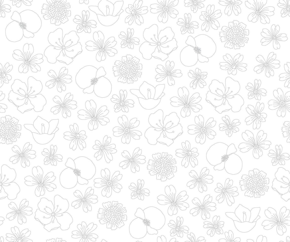 ligero contorno floral modelo en blanco antecedentes vector