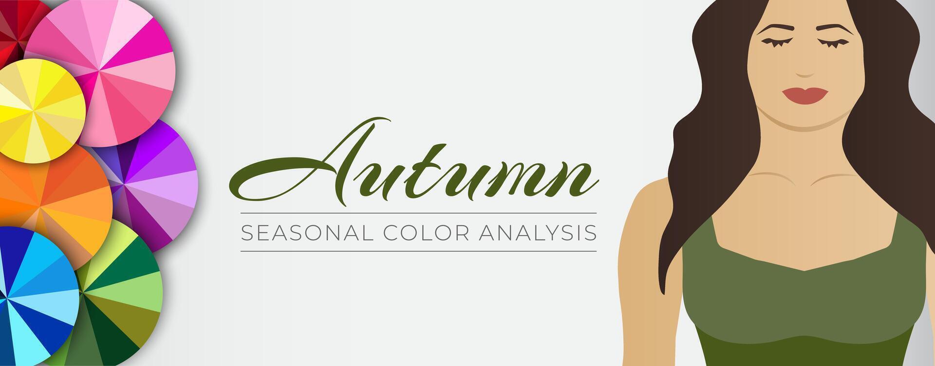 Seasonal Color Analysis Autumn Banner Illustration with Color Wheels vector
