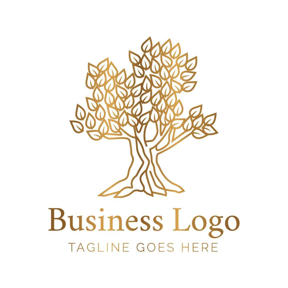 Beautiful Elegant Olive Tree Gold Logo vector