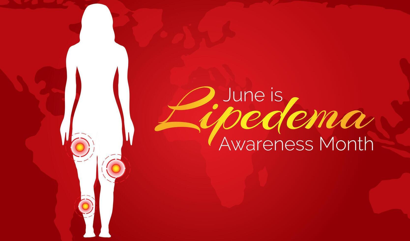 Red Lipedema Awareness Month Background Illustration with Woman and Pain vector