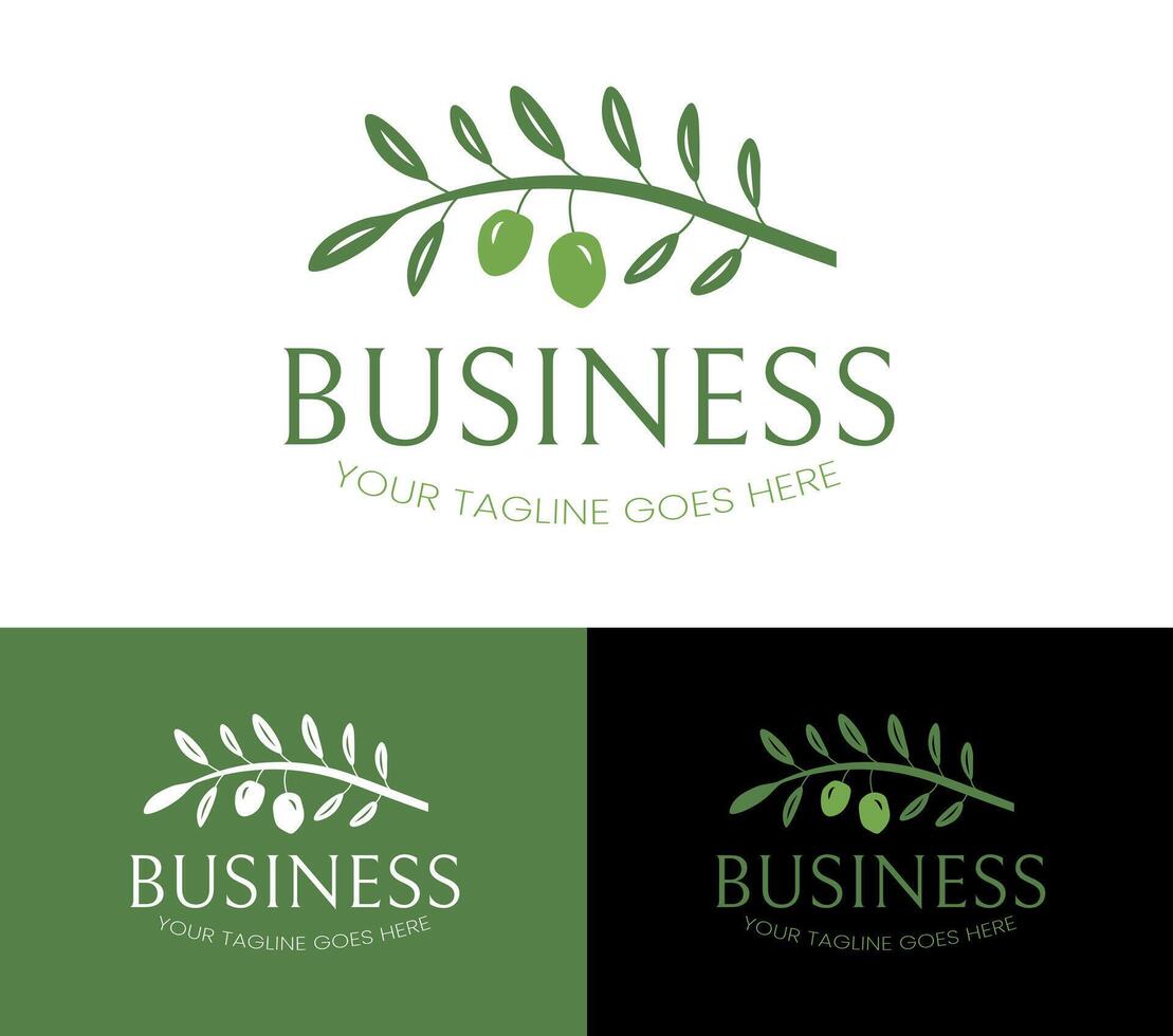 Olive Branch for Olive Oil and Tree Logo Design vector