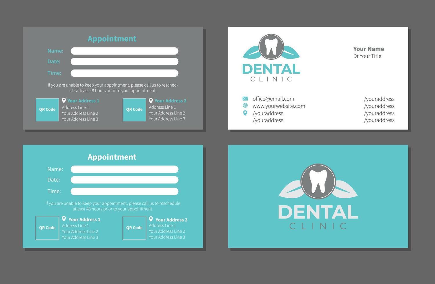 Dentist Business Card Template Set vector