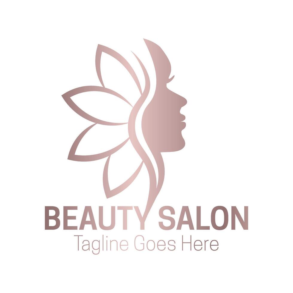 Rosa oro belleza salón logo diseño vector