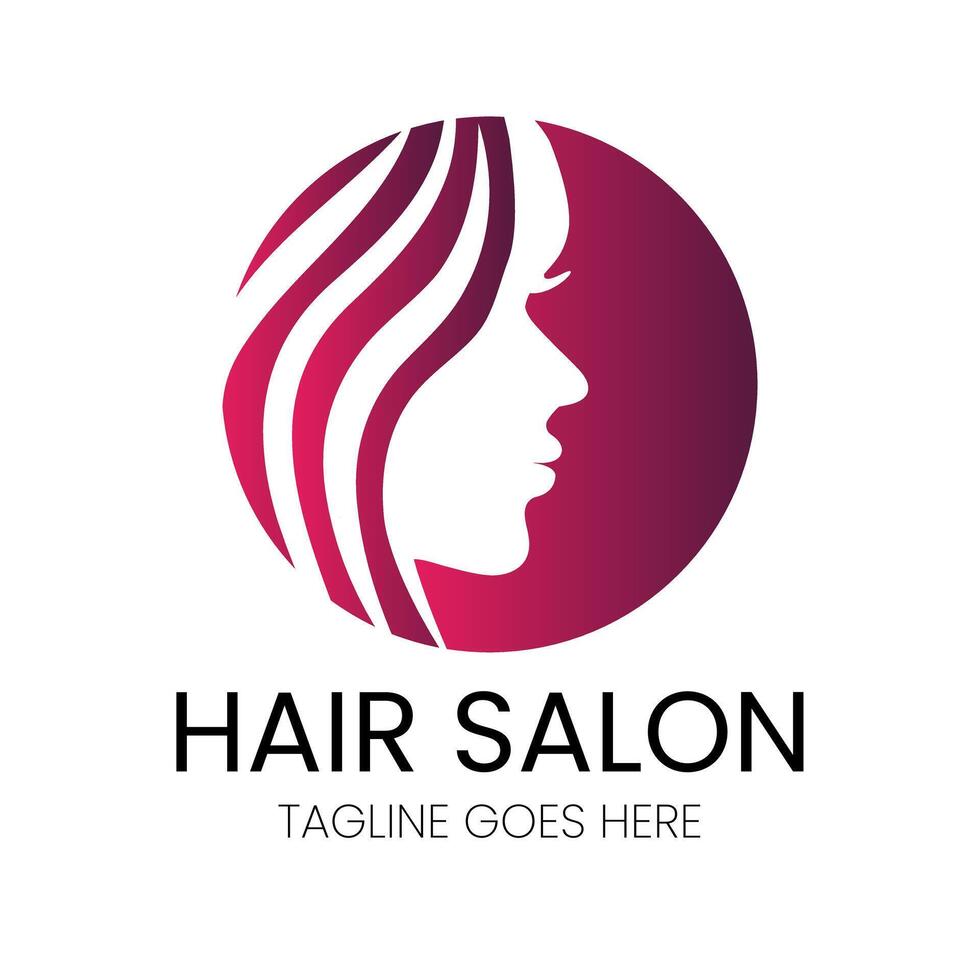 Pink Beauty or Hair Salon Logo with Woman Face vector