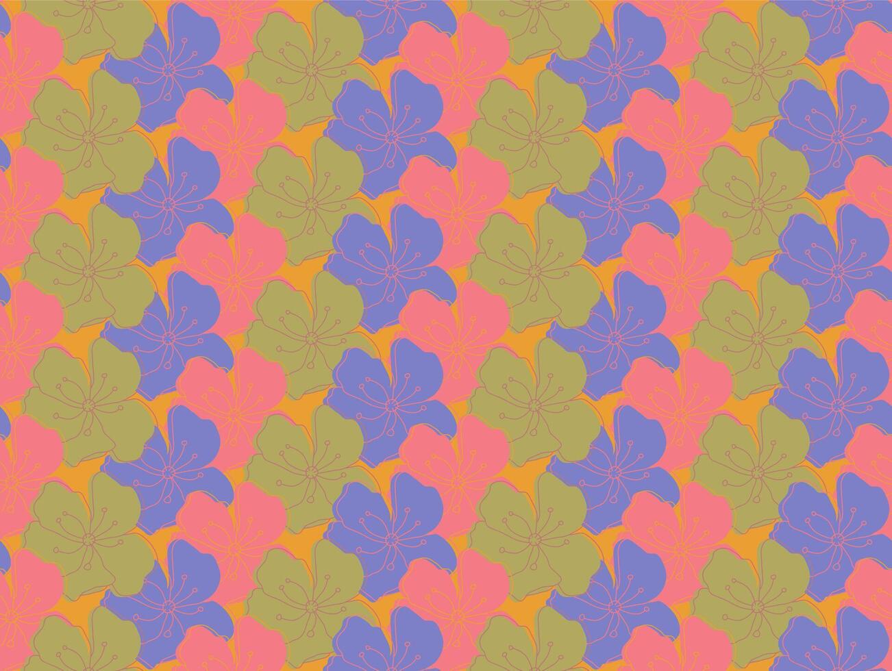 Exotic Colorful Retro Floral Pattern Background vector