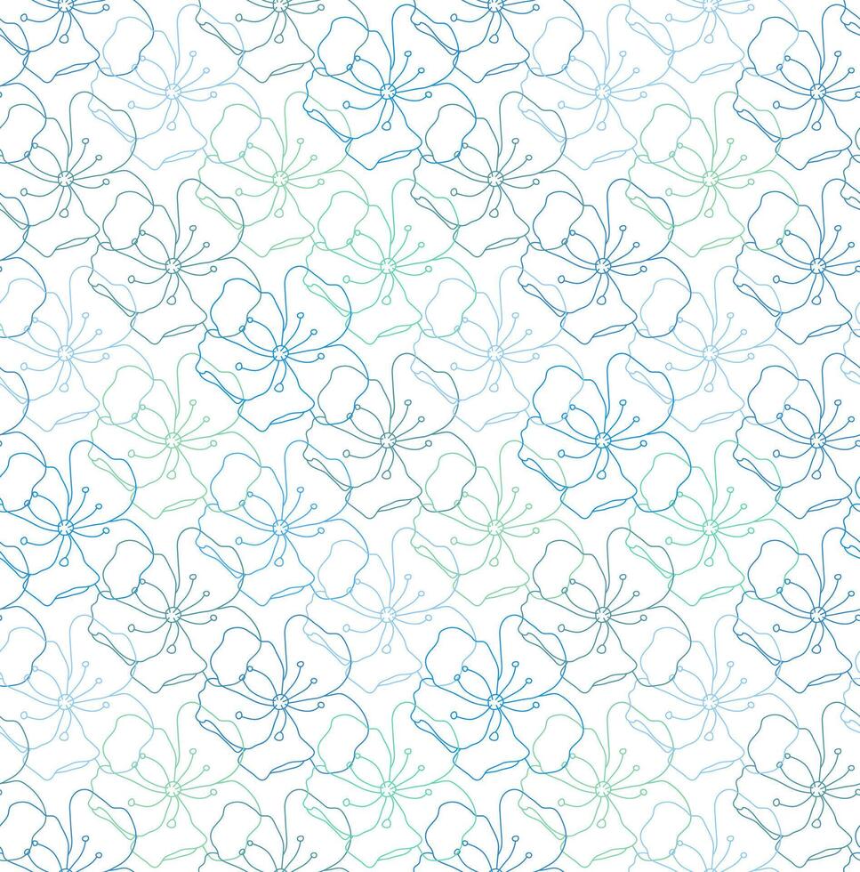 White Blue Abstract Outline Floral Pattern Background vector