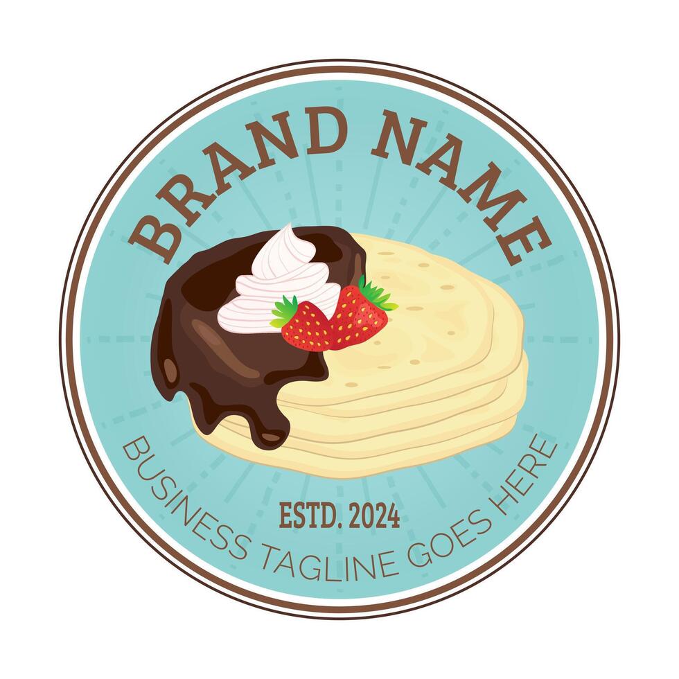 Nice Pancake or Crepes Round Badge Logo vector