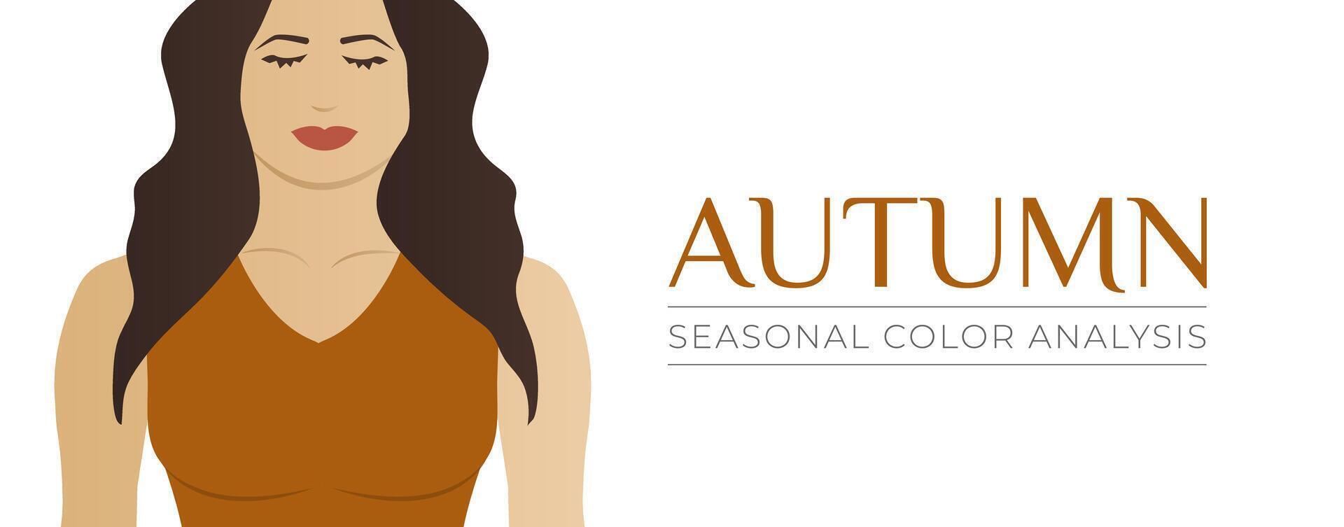 Seasonal Color Analysis Autumn or Fall Banner Background with Woman Illustration vector