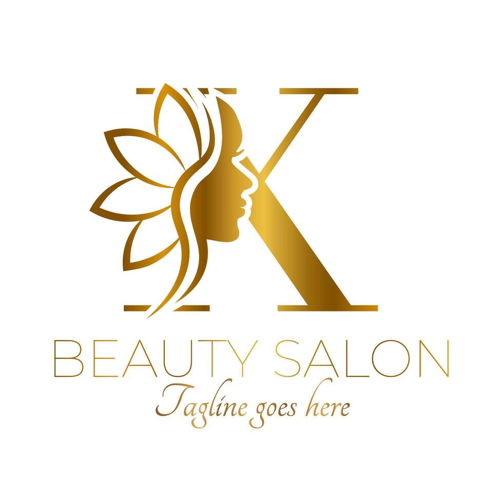 oro X letra inicial belleza marca logo diseño vector