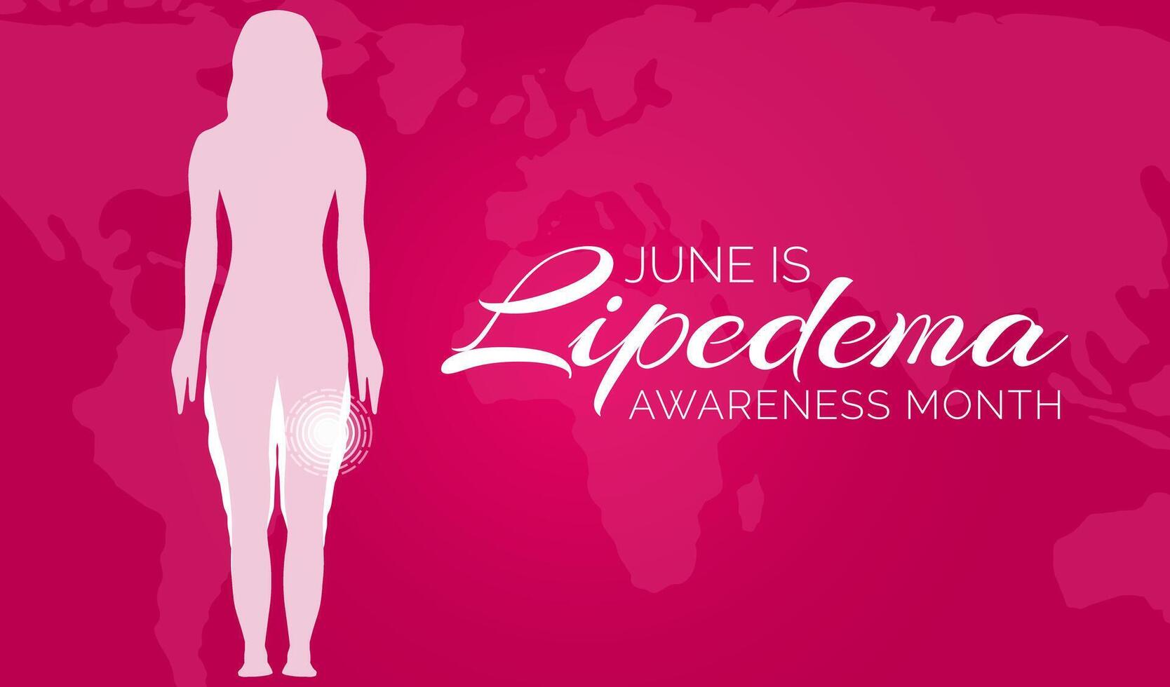 June Lipedema Awareness Month Pink Background Illustration Banner vector