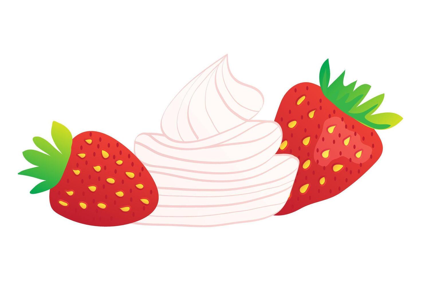 fresa con crema aislado vector ilustración