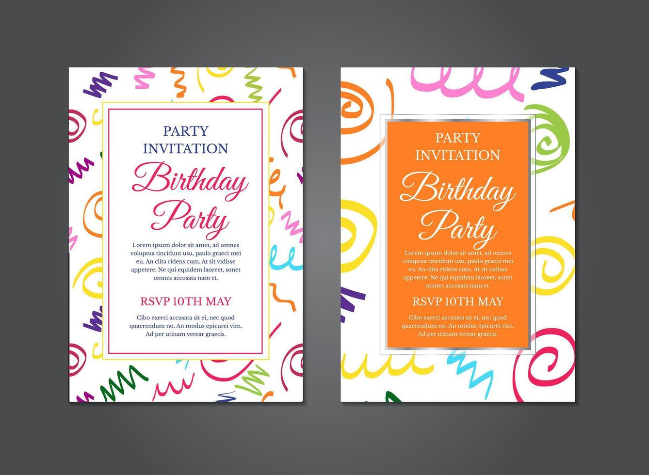 Confetti Birthday Invitation Design vector