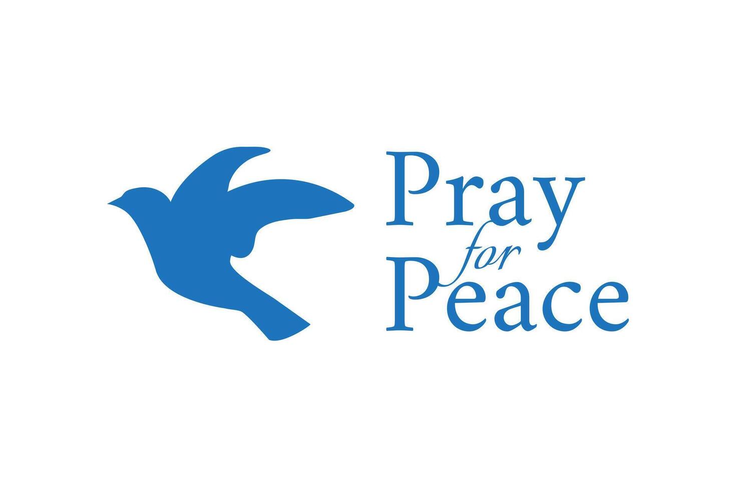 orar para paz logo icono aislado con pájaro o paloma vector