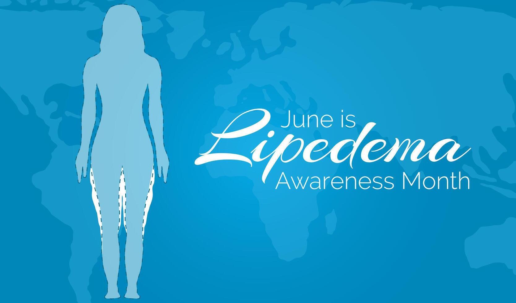 June is Lipedema Awareness Month Blue Background Illustration Banner vector