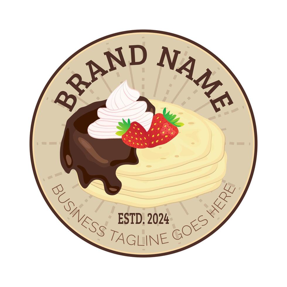 Pancake or Crepes Round Badge Logo vector