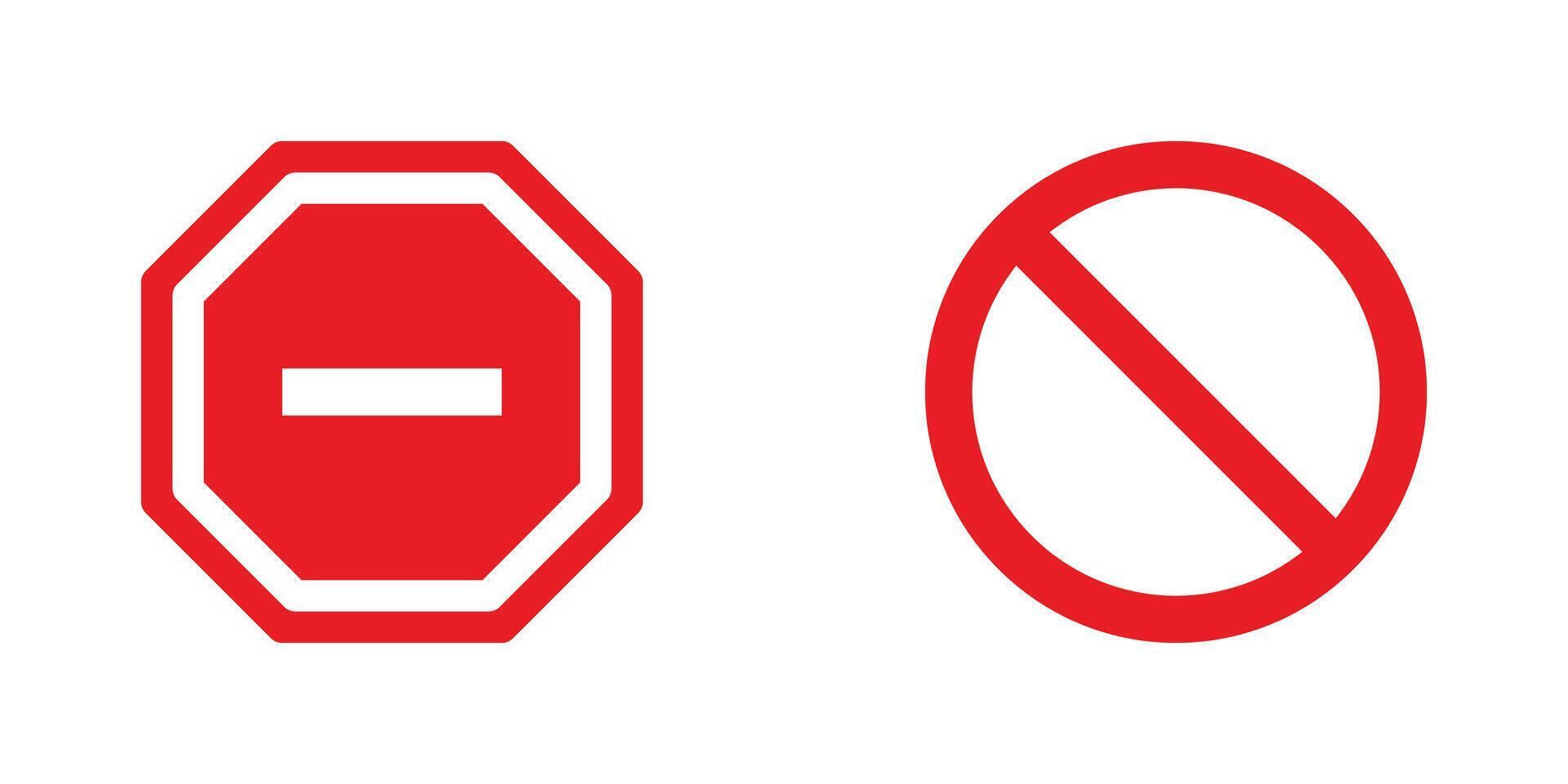 Stop Road Sign Icon Set - Traffic Control and Safety Symbols vector