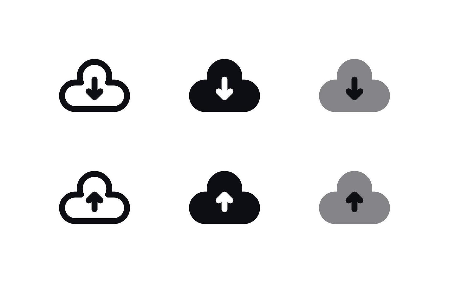 Cloud Download Icon Set - Server File Retrieval Symbols vector