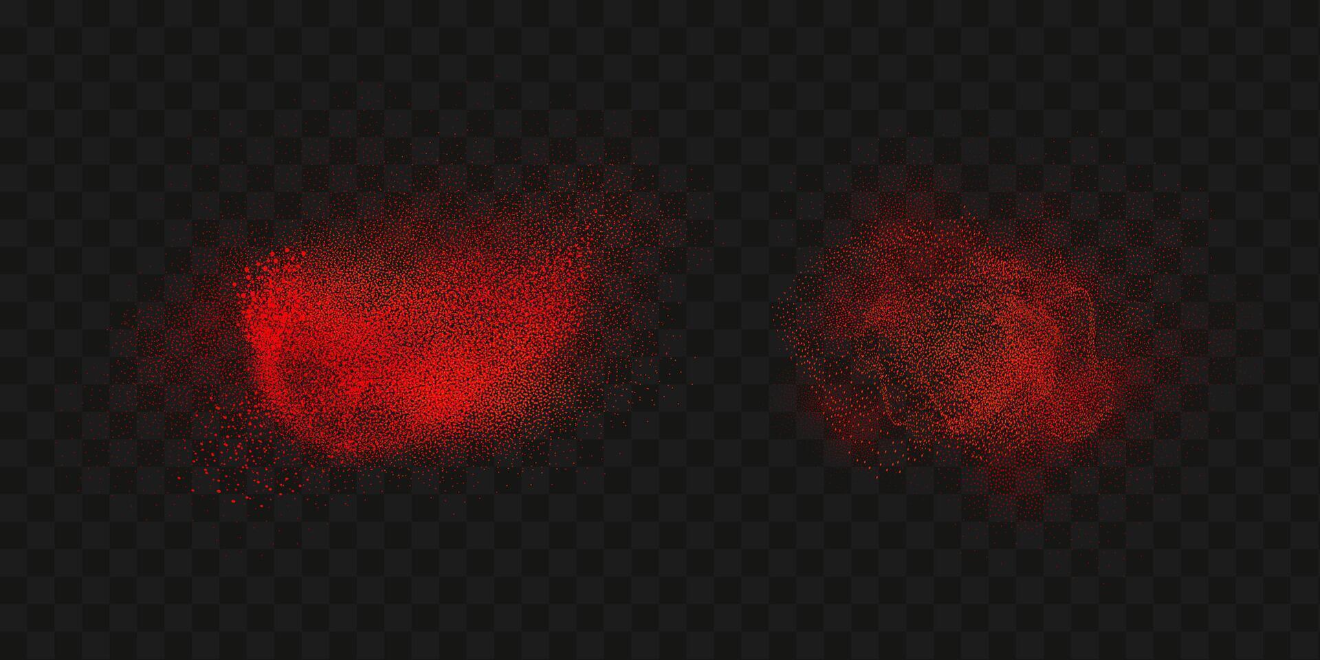 Grainy scatterings of  spicy burst . Splashes of  red pepper powder.Overlay effect chilli or paprika spice splatters. Vector realistic illustration of hot dried spice.