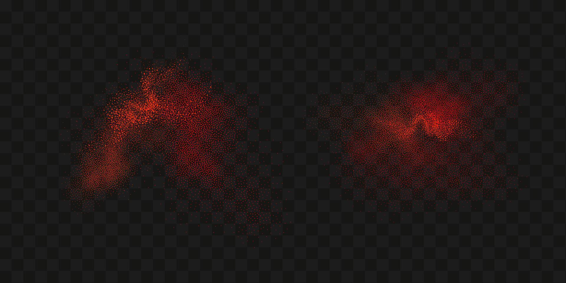 Grainy scatterings of  spicy burst . Splashes of  red pepper powder.Overlay effect chilli or paprika spice splatters. Vector realistic illustration of hot dried spice.