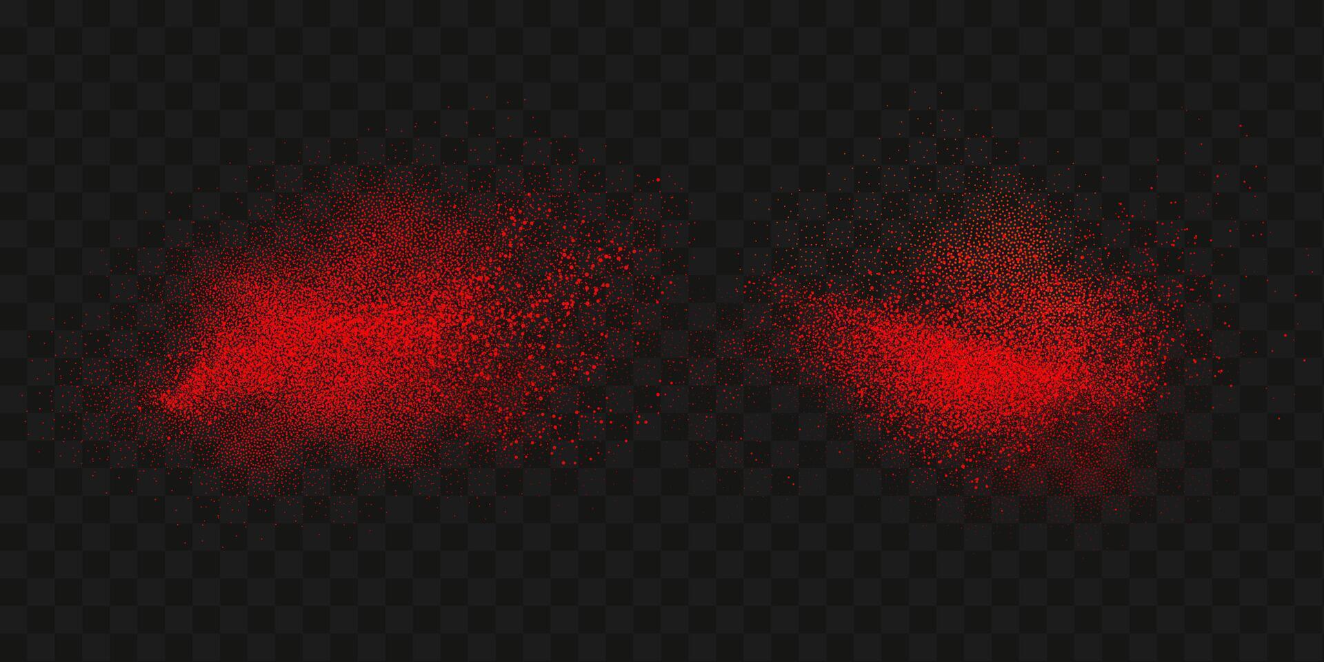 Grainy scatterings of  spicy burst . Splashes of  red pepper powder.Overlay effect chilli or paprika spice splatters. Vector realistic illustration of hot dried spice.