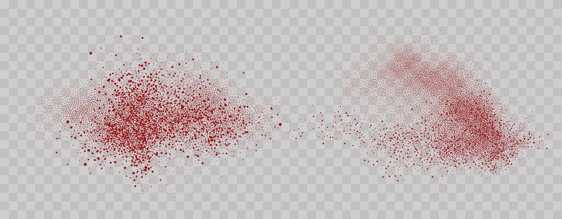 Grainy scatterings of  spicy burst . Splashes of  red pepper powder.Overlay effect chilli or paprika spice splatters. Vector realistic illustration of hot dried spice.
