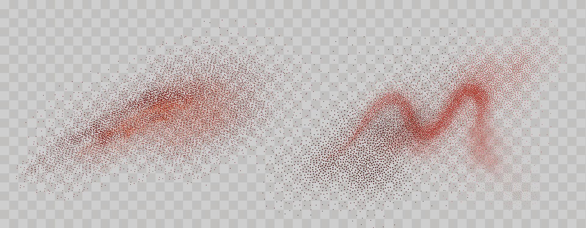 Grainy scatterings of  spicy burst . Splashes of  red pepper powder.Overlay effect chilli or paprika spice splatters. Vector realistic illustration of hot dried spice.