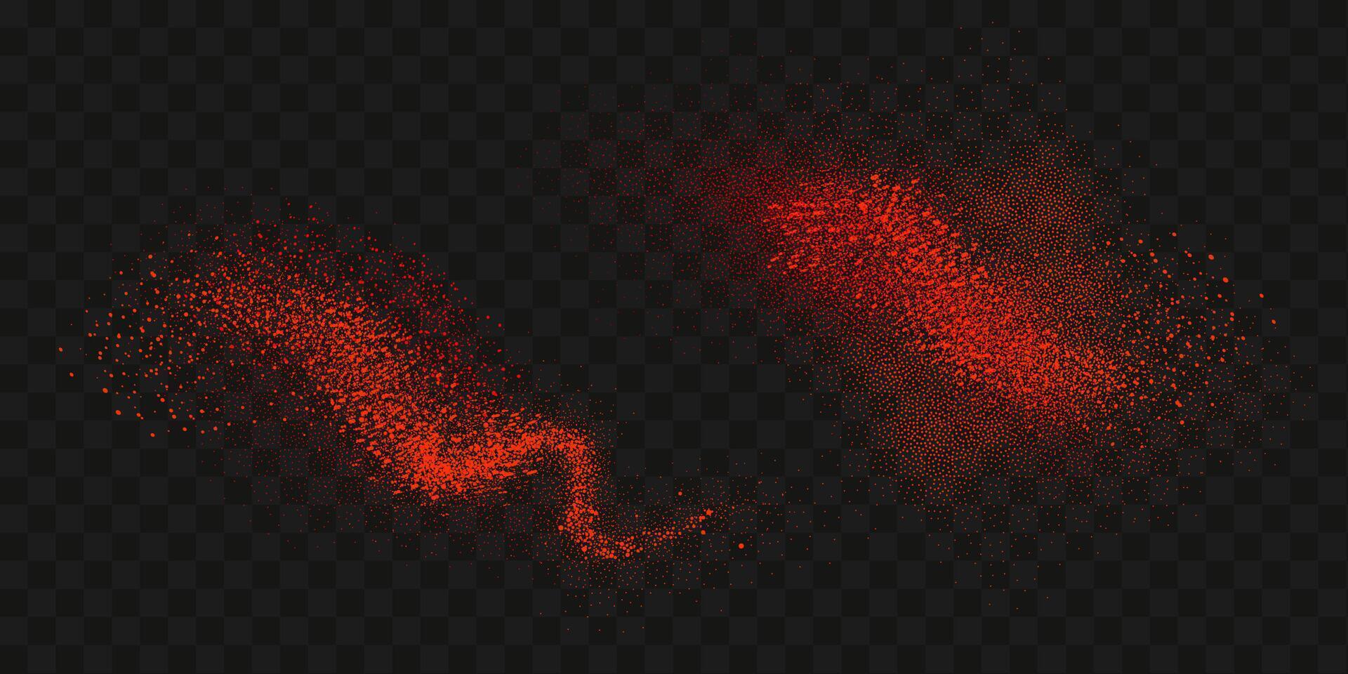 granoso dispersiones de picante Estallar . salpicaduras de rojo pimienta superposición de polvo efecto chile o pimenton especia salpicaduras vector realista ilustración de caliente seco especia.