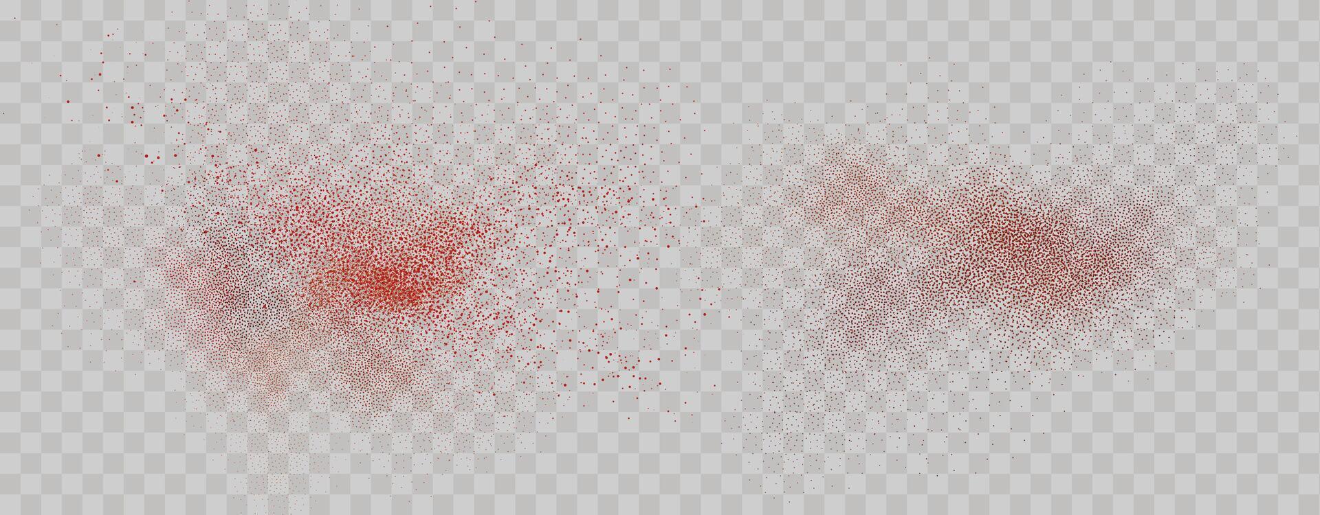 Grainy scatterings of  spicy burst . Splashes of  red pepper powder.Overlay effect chilli or paprika spice splatters. Vector realistic illustration of hot dried spice.
