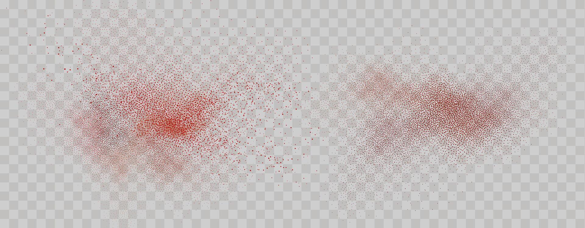 Grainy scatterings of  spicy burst . Splashes of  red pepper powder.Overlay effect chilli or paprika spice splatters. Vector realistic illustration of hot dried spice.