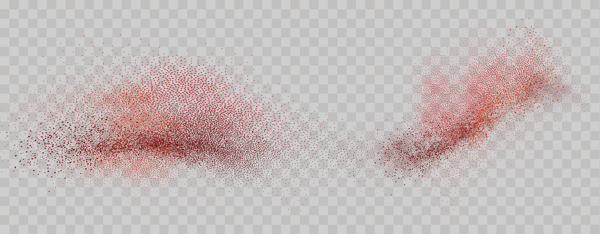 Grainy scatterings of  spicy burst . Splashes of  red pepper powder.Overlay effect chilli or paprika spice splatters. Vector realistic illustration of hot dried spice.