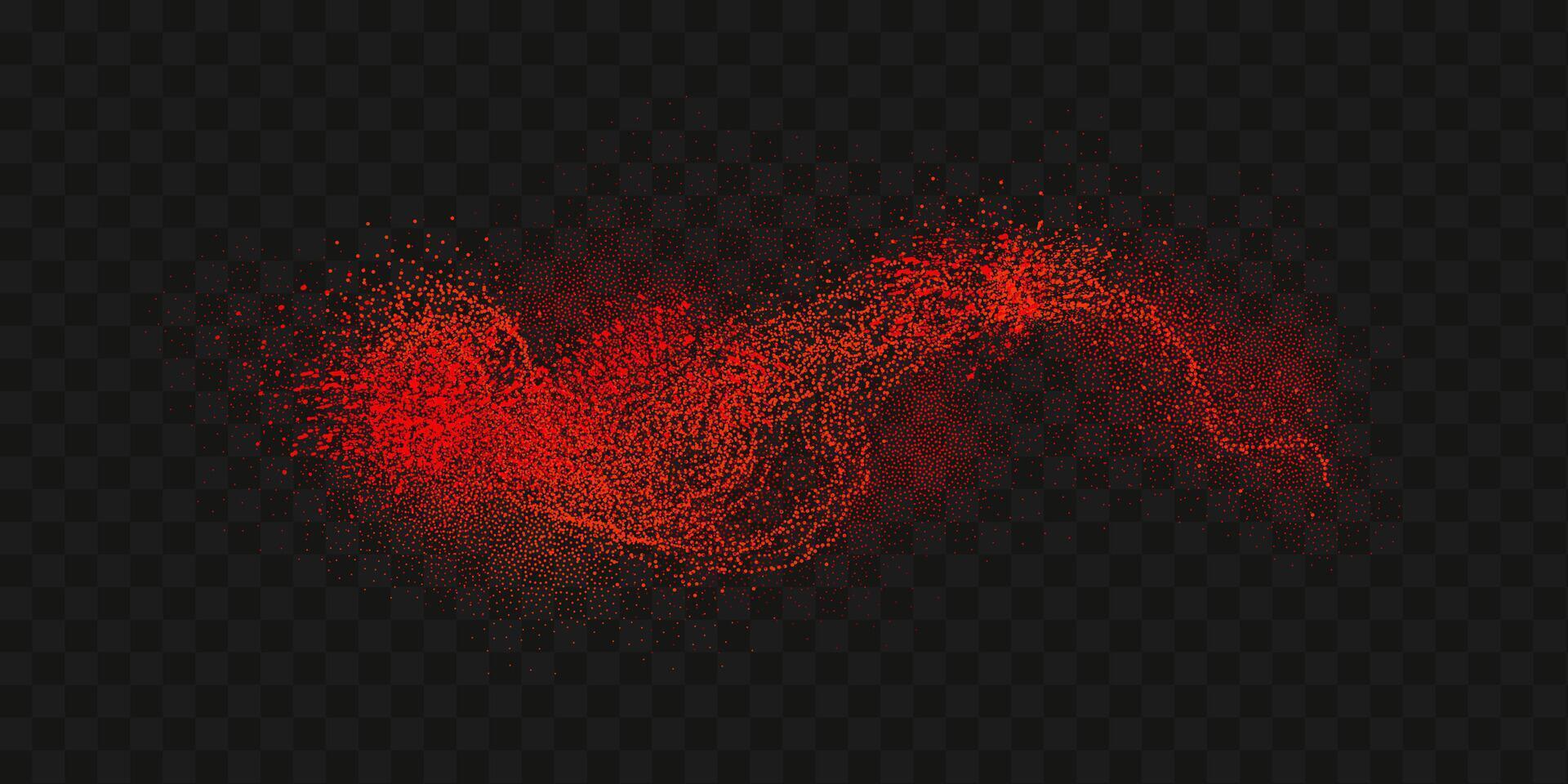 Grainy scatterings of  spicy burst . Splashes of  red pepper powder.Overlay effect chilli or paprika spice splatters. Vector realistic illustration of hot dried spice.