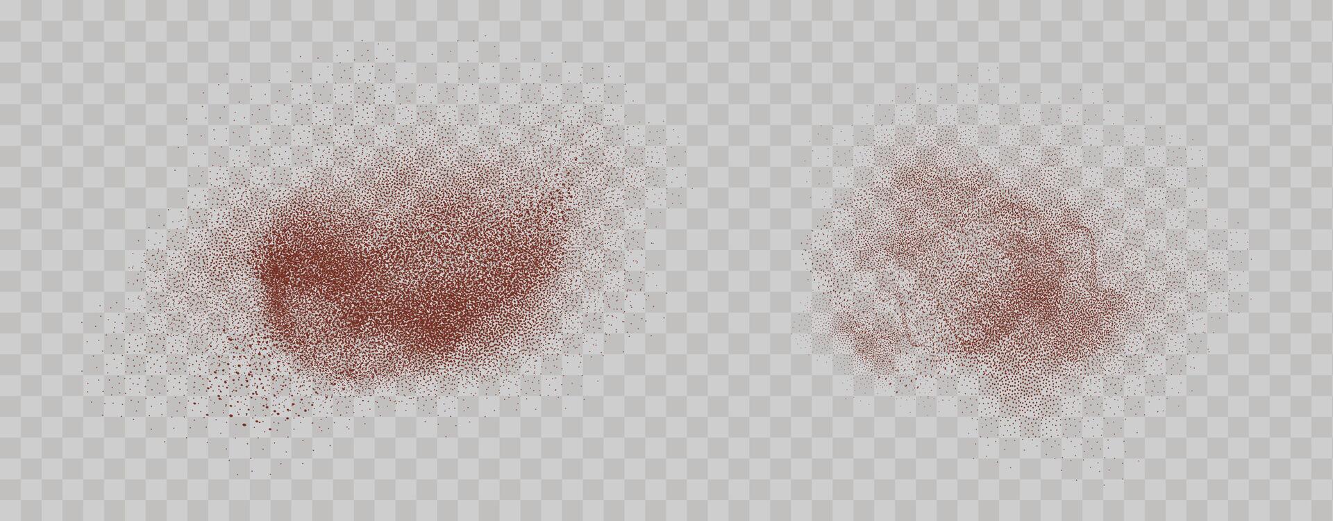 Grainy scatterings of  spicy burst . Splashes of  red pepper powder.Overlay effect chilli or paprika spice splatters. Vector realistic illustration of hot dried spice.