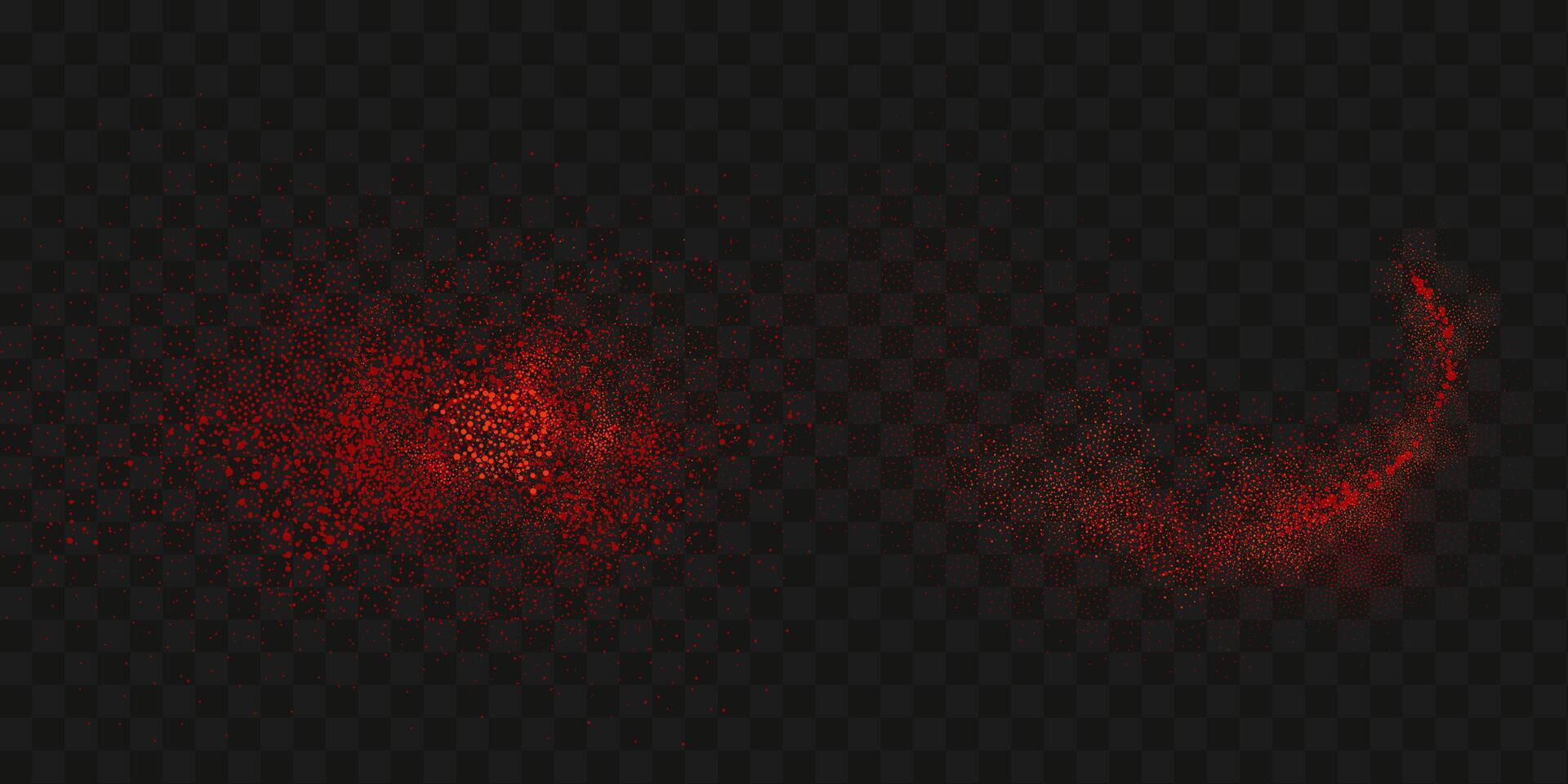 Grainy scatterings of  spicy burst . Splashes of  red pepper powder.Overlay effect chilli or paprika spice splatters. Vector realistic illustration of hot dried spice.
