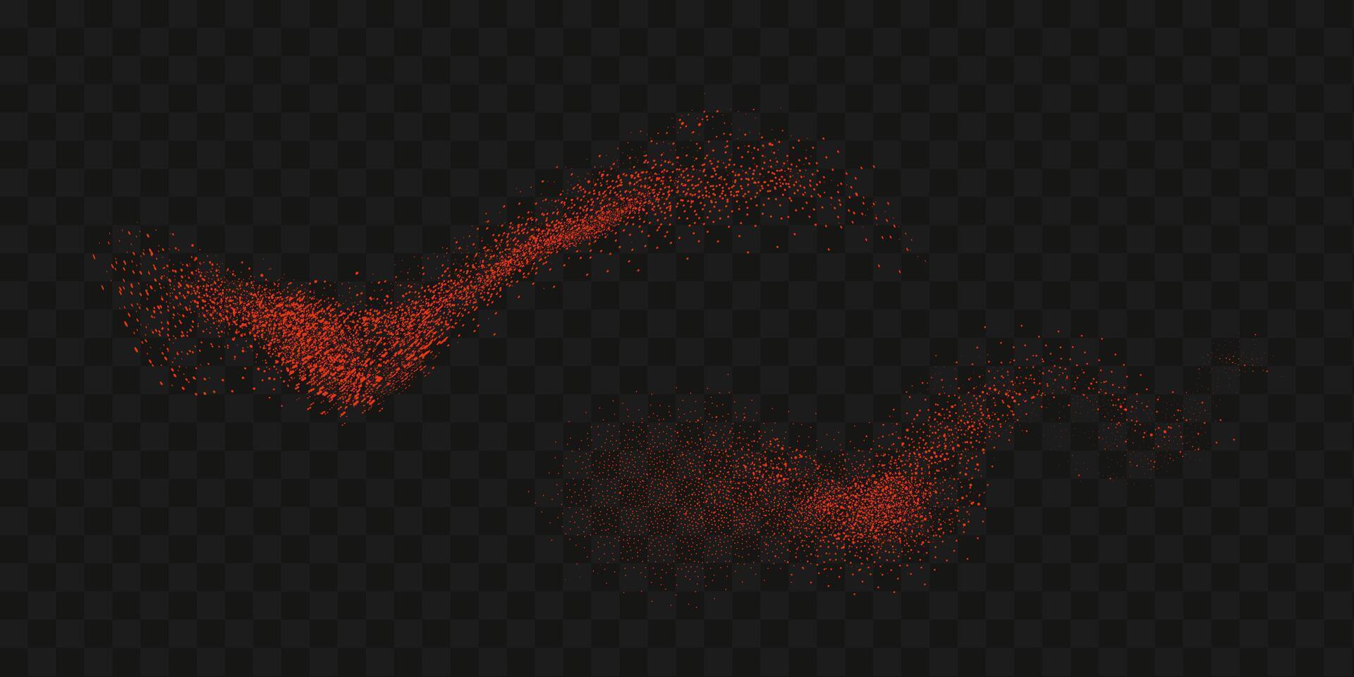 Grainy scatterings of  spicy burst . Splashes of  red pepper powder.Overlay effect chilli or paprika spice splatters. Vector realistic illustration of hot dried spice.