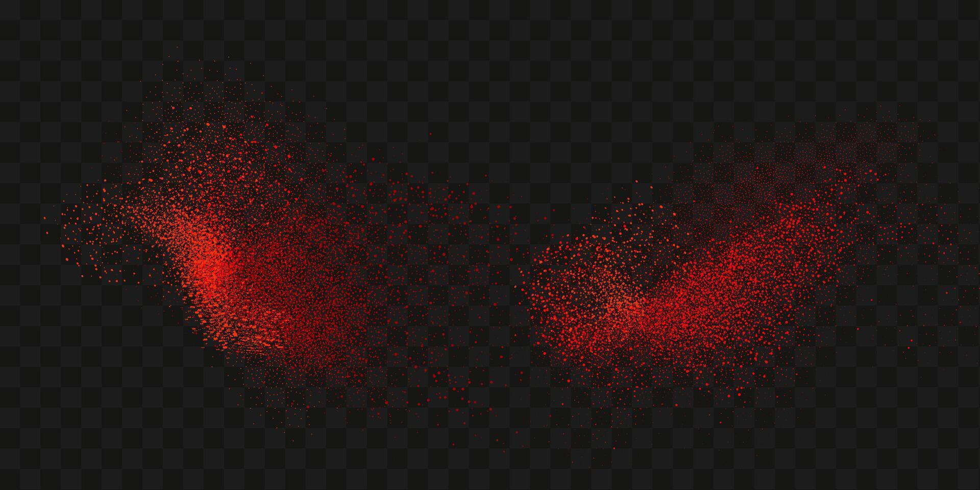 granoso dispersiones de picante Estallar . salpicaduras de rojo pimienta superposición de polvo efecto chile o pimenton especia salpicaduras vector realista ilustración de caliente seco especia.