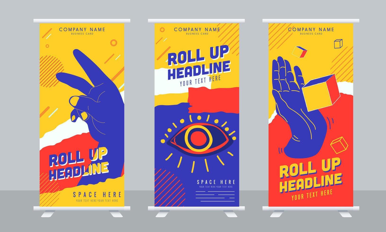 Roll up banner templates hand vector