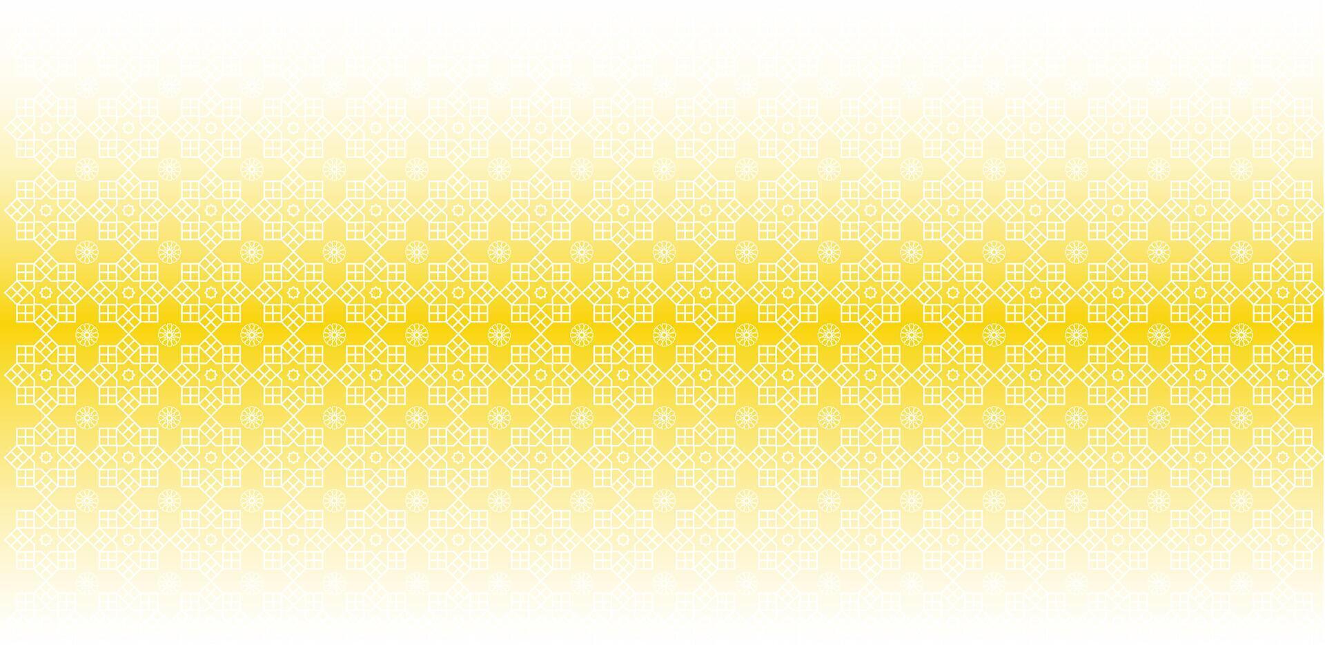 vector gradient yellow gold and white colours background with a pattern of cube circles and cube stars arabic islamic ornament decor frame eid ramadan