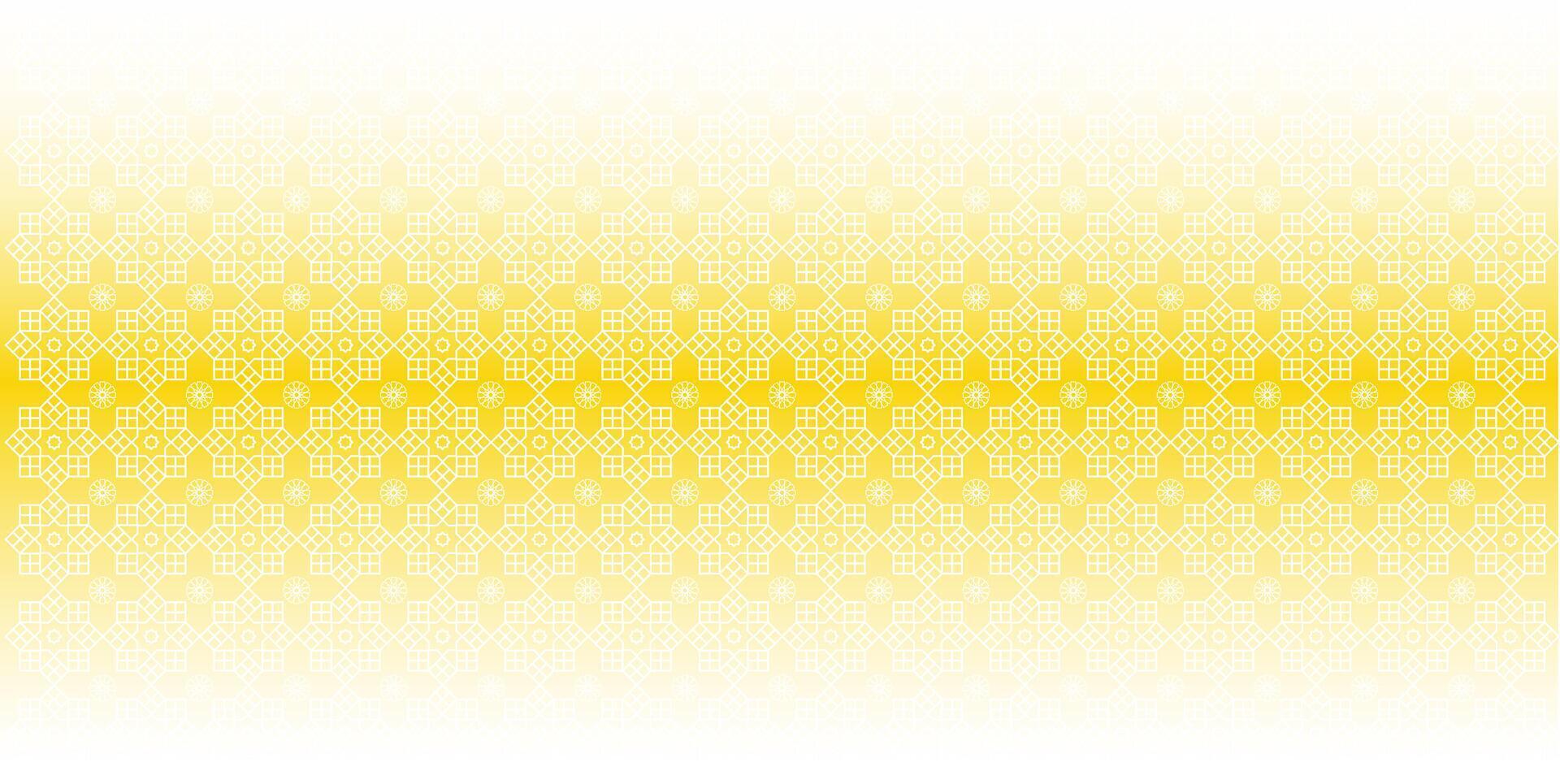 vector gradient yellow gold and white colours background with a pattern of cube circles and cube stars arabic islamic ornament decor frame eid ramadan