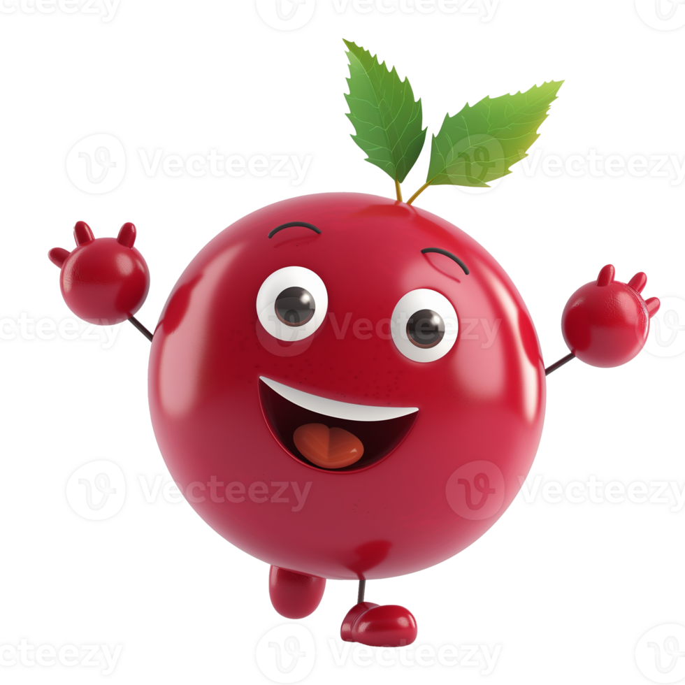 AI generated Cheerful animated red apple character with eyes and smiling face, isolated on a transparent background   perfect for educational content or healthy eating promotion png