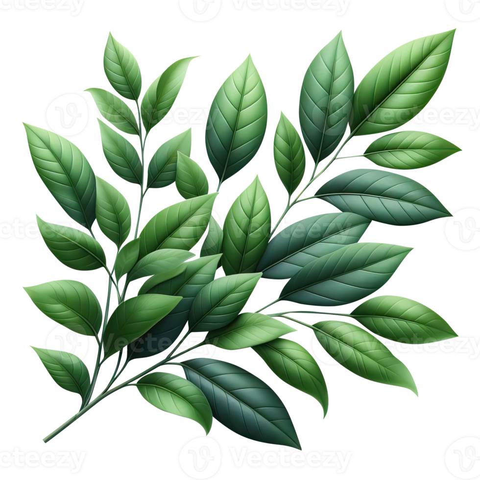 AI generated leaf green isolate PNG transparent