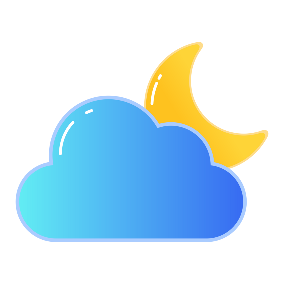Cloud and moon icons, weather icons suitable for apps, web, etc. png