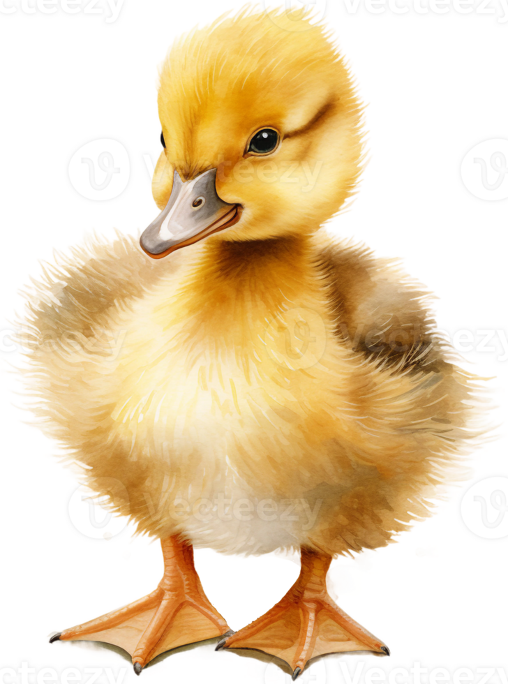 AI generated Adorable Duckling in Soft Lighting Watercolor Artwork png