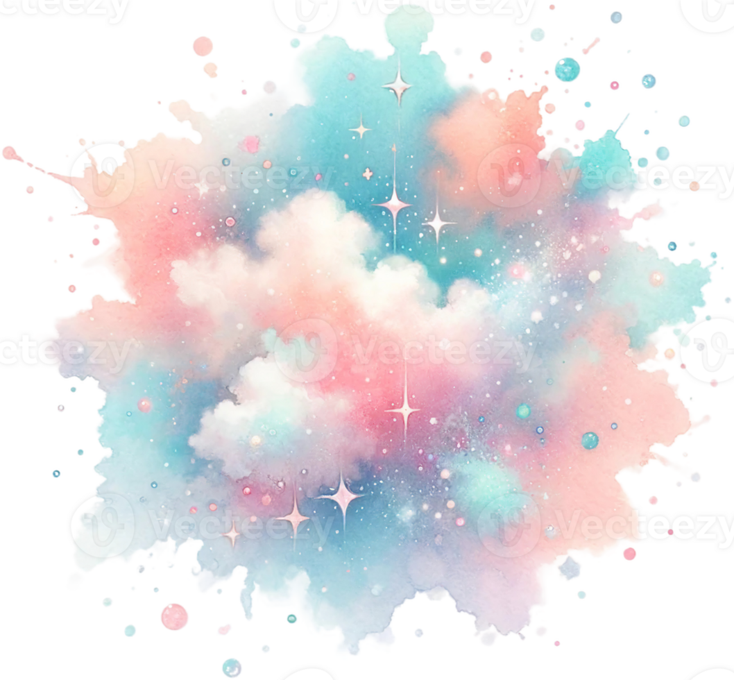 AI generated Colorful Watercolor Splash with Sparkles Watercolor Clipart Isolated png