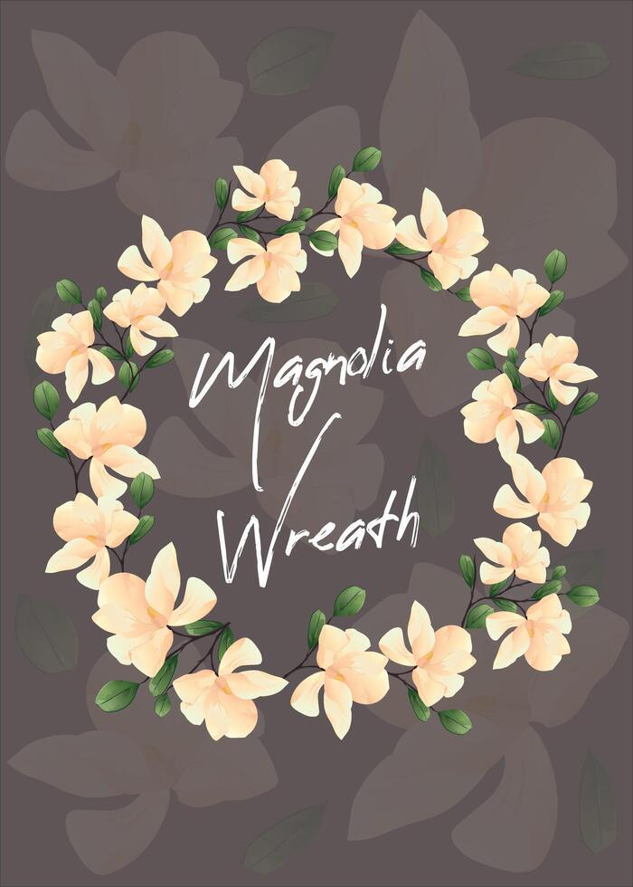 Magnolia flowers Wreath. Magnolia Blossom. Floral Background with Flowers. Floral Frame. Magnolia Frame. vector