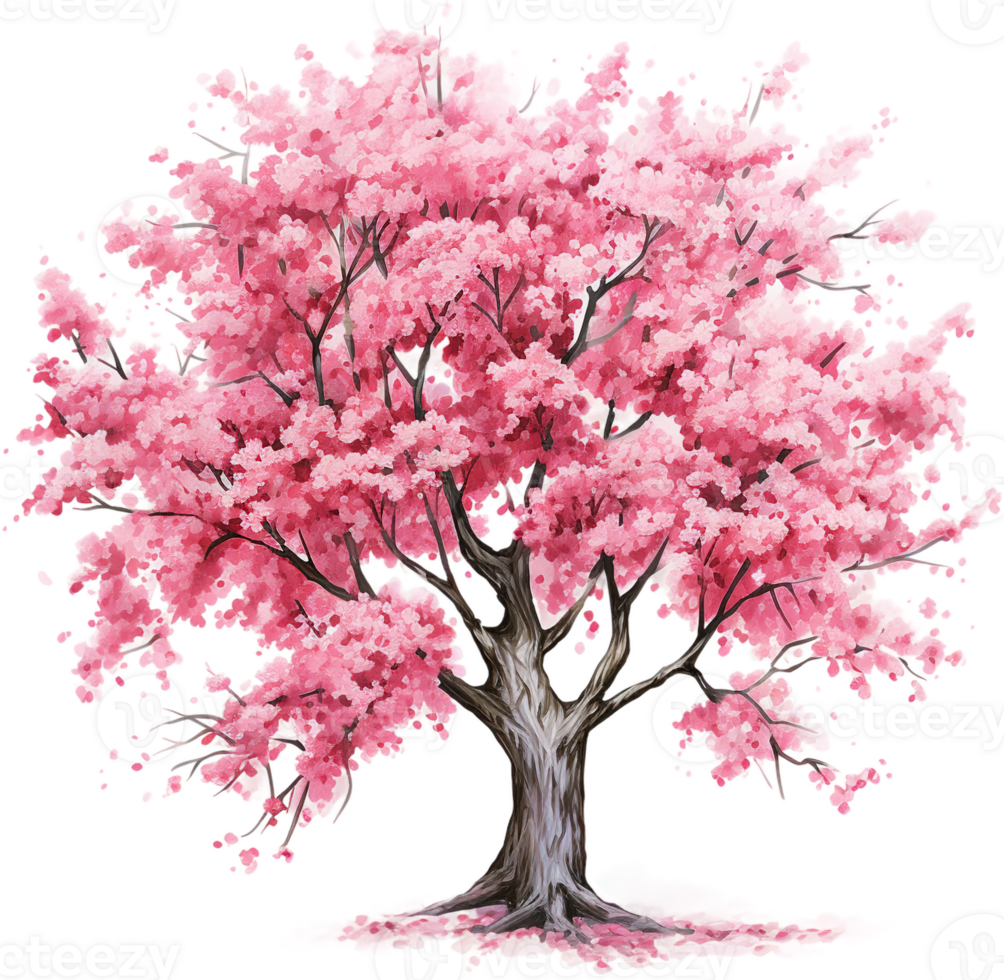ai generiert wunderlich Kirsche blühen Baum mit dicht Rosa Überdachung png