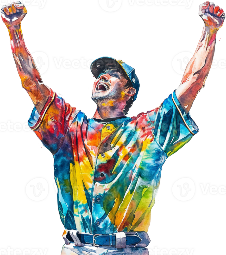 AI generated Baseball Player Celebrating Victory Illustration png