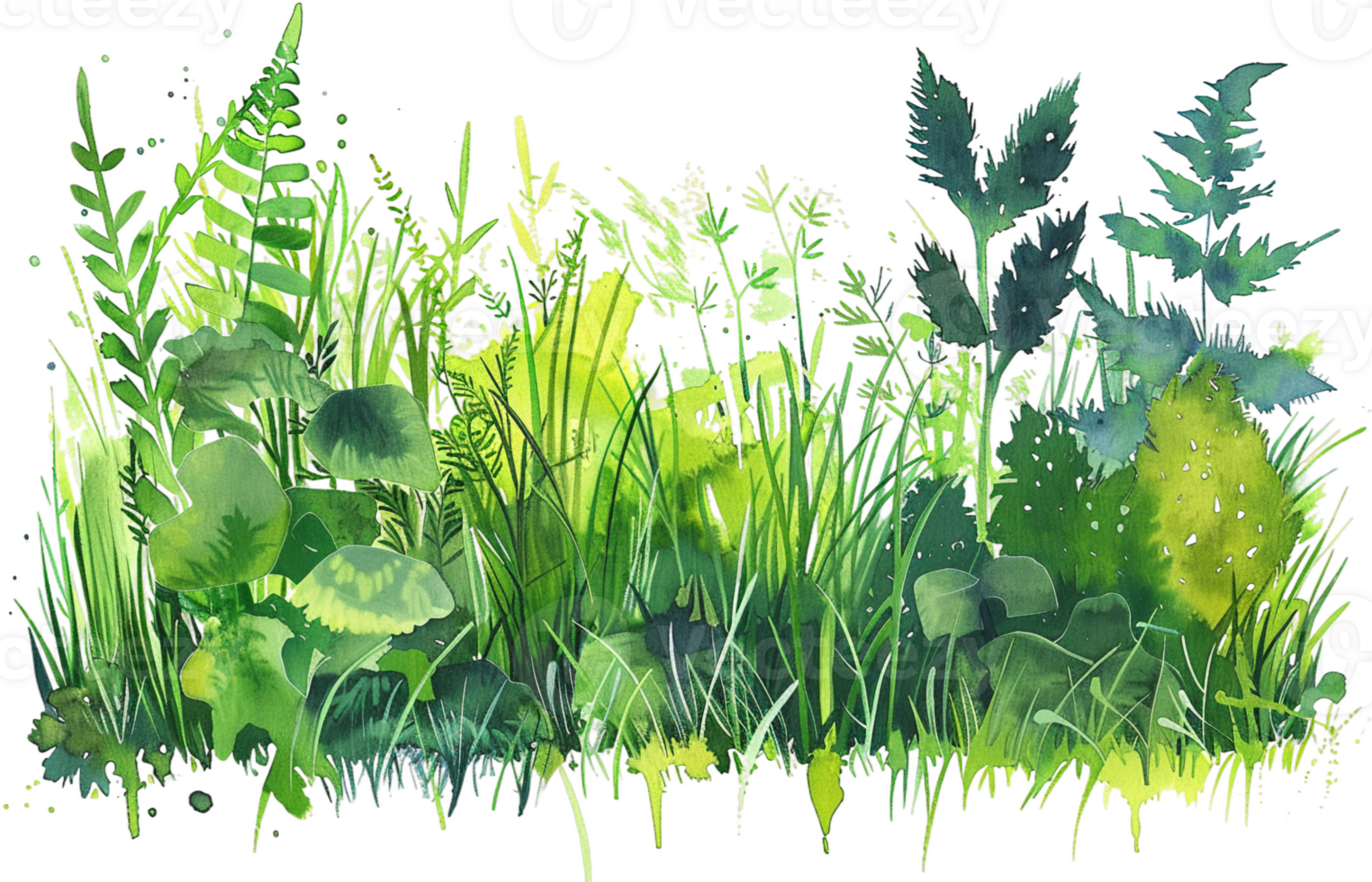 AI generated Detailed Illustration of Meadow Plants and Ferns png