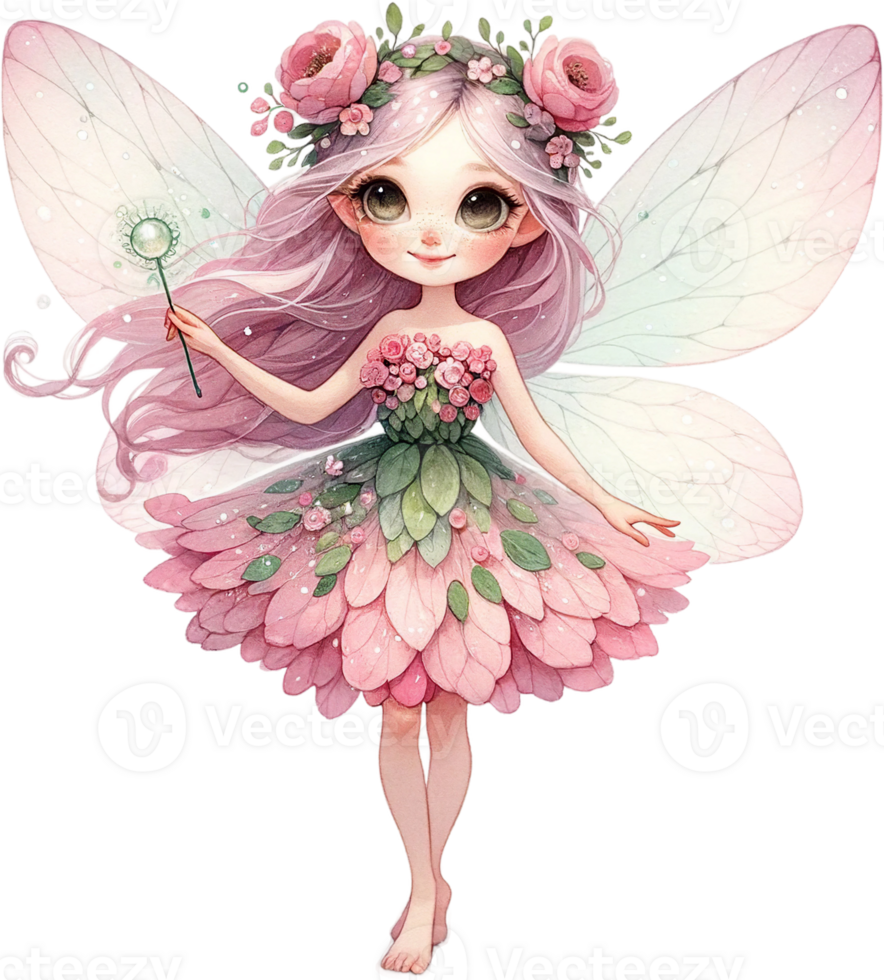 AI generated Pink Petal Fairy with Blossom Wings png