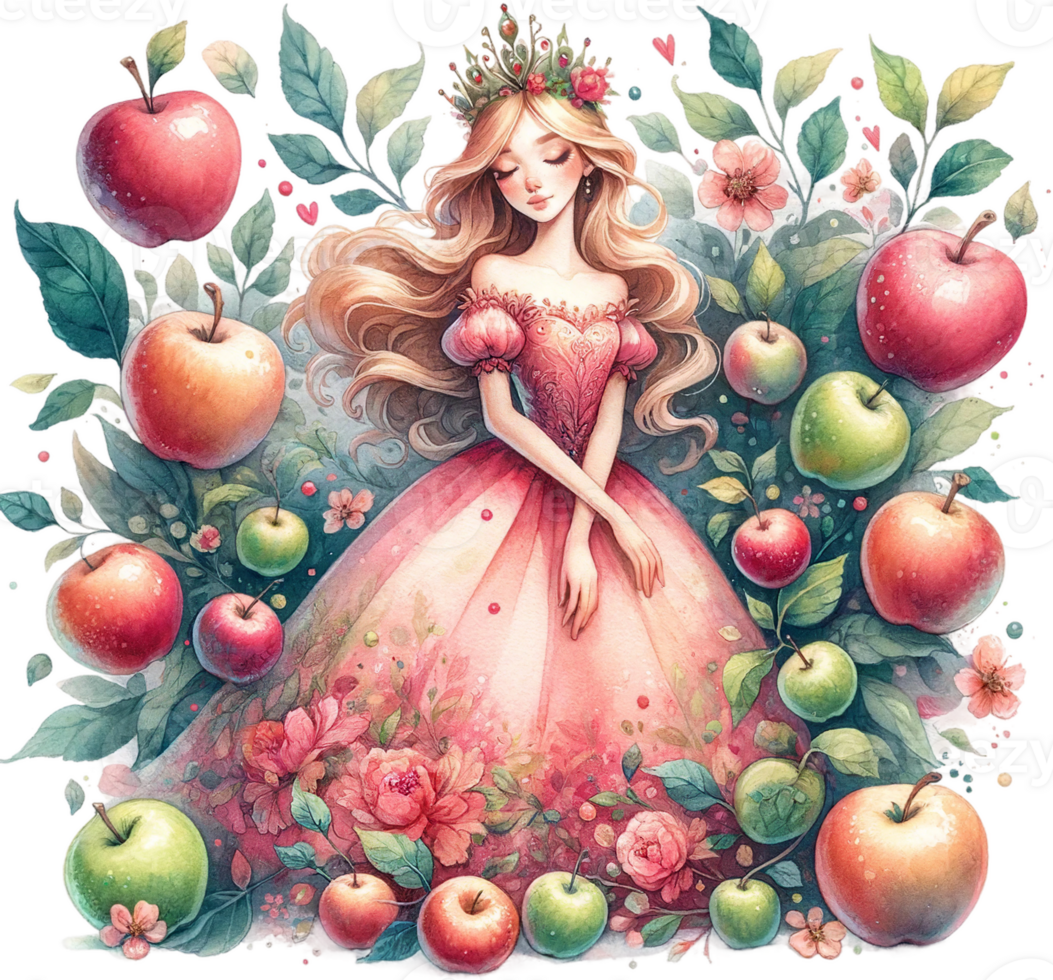 AI generated Fruitful Beauty with Apple-Adorned Gown png