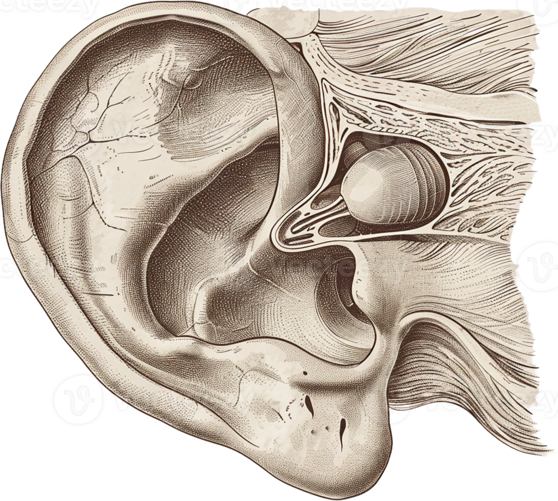 AI generated Classic Human Ear Anatomy Art png